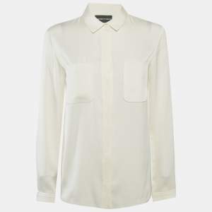 Pre Owned Emporio Armani Cream Silk Shirt S