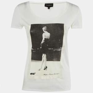 Pre Owned Emporio Armani White Backstage Print Cotton Crew Neck T-Shirt S