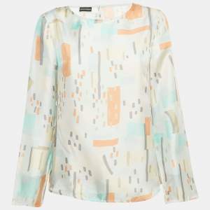 Pre Owned Emporio Armani Multicolor Printed Silk Blouse M