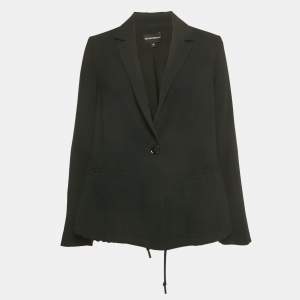 مملوكة مسبقًا بليزر إمبوريو أرماني كريب مطاطي خصر أسود مقاس صغير (سمول)