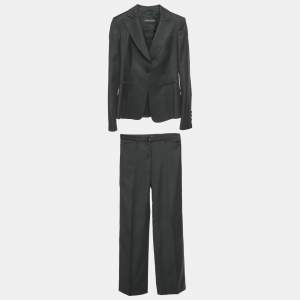 Pre Owned Emporio Armani Grey Virgin Wool Suit S