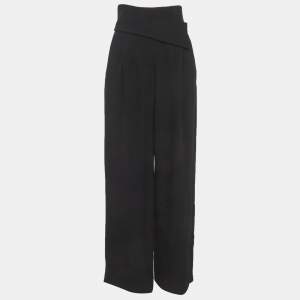 Pre Owned Emporio Armani Black Crepe Trousers S