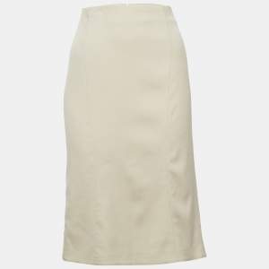 Pre Owned تنورة قصيرة خليط صوف بيج إمبريو أرماني مقاس كبير