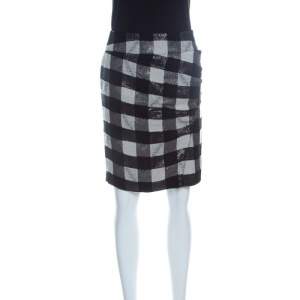 Emporio Armani Monochrome Checkered Lurex Knit  Pencil Skirt S