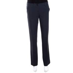 Pre Owned Emporio Armani Pine Green Wool Straight Fit Formal Trousers S