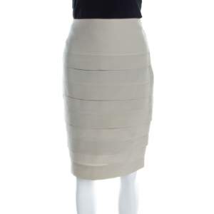 Pre Owned Emporio Armani Sage Green Silk Pleated Pencil Skirt S