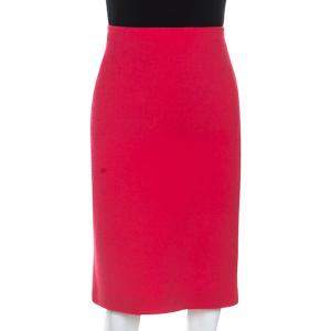 Pre Owned Emporio Armani Red Wool Knee Length Skirt M