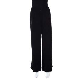 Pre Owned Emporio Armani Black Crepe Palazzo Pants S