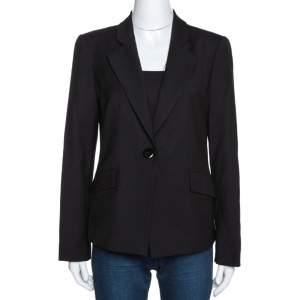 Pre Owned Emporio Armani Black Wool Single Buttoned Jacket M