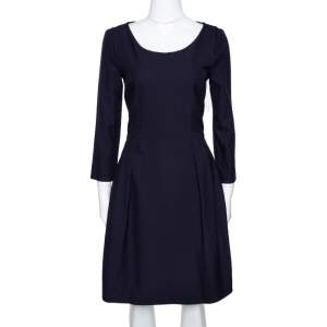 Pre Owned Emporio Armani Navy Blue Stretch Crepe A Line Dress M
