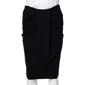 Emporio Armani Black Jersey Pleat Front Pencil Skirt S