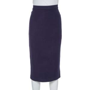 Emporio Armani Navy Blue Knit Pencil Skirt M