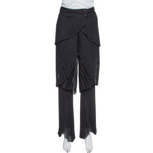 Emporio Armani Black Plisse Layered Pants S