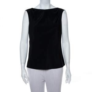 Pre Owned Emporio Armani Black Stretch Silk Sleeveless Top M