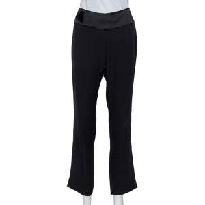 Emporio Armani Black Crepe Tapered Leg Trousers S