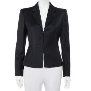 Pre Owned Emporio Armani Vintage Black Wool Hook Front Blazer M