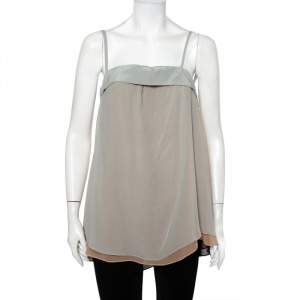 Pre Owned Emporio Armani Colorblock Layered Silk Chiffon Camisole M