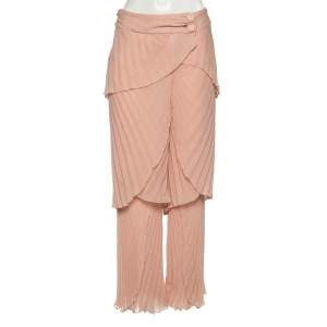Pre Owned Emporio Armani Pink Plisse Layered Pants M