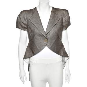 Emporio Armani Brown Synthetic Asymmetric Hem Blazer L