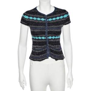 Emporio Armani Multicolor patterned Lurex Knit Button Front Top S