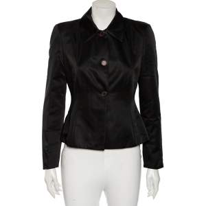 Emporio Armani Black Synthetic Button Front Jacket S