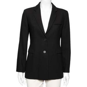 Pre Owned Emporio Armani Black Wool Single Breasted Blazer S
