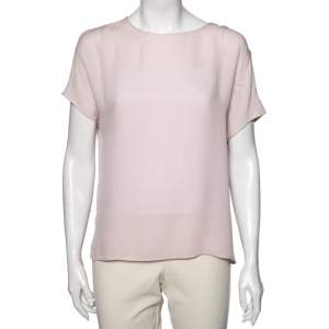 Pre Owned Emporio Armani Powder Pink Crepe Silk Blouse M
