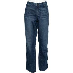 Pre Owned Emporio Armani J15 Navy Blue Denim Girl Fit Jeans L