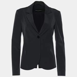 Pre Owned Emporio Armani Black Synthetic Single Breasted Blazer S