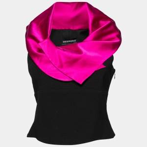 Pre Owned Emporio Armani Black and Pink Wool Top M