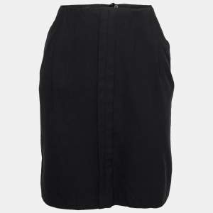 Emporio Armani Black Crepe Pleat Detail Short Skirt M