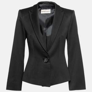 Pre Owned Emporio Armani Black Wool Single Breasted Blazer M