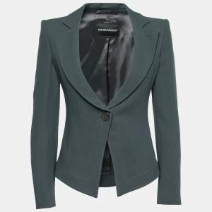Pre Owned Emporio Armani Dark Green Wool Crepe Single Breasted Blazer S