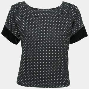 Pre Owned Emporio Armani Black Polka Dots Printed Knit Tank Top S