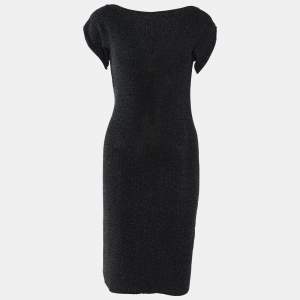 Pre Owned Emporio Armani Black/Grey Knit Dress S