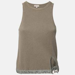 Pre Owned Emporio Armani Olive Green Knit Sleeveless Top S