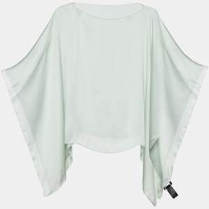 Pre Owned Emporio Armani Pale Green Silk Satin Poncho One Size