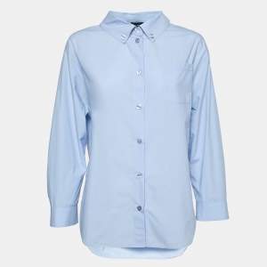 Pre Owned Emporio Armani Light Blue Cotton Button Front Shirt M