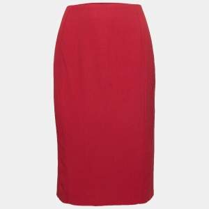 Pre Owned Emporio Armani Red Crepe Pencil Skirt M