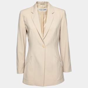 Pre Owned Emporio Armani Beige Wool Crepe Single Breasted Blazer S