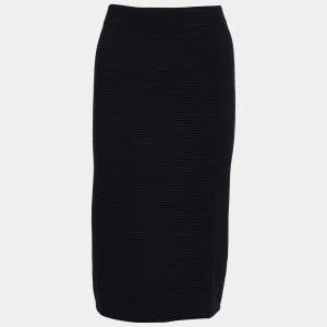 Pre Owned Emporio Armani Black Knit Midi Skirt M