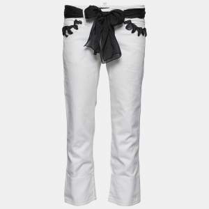 Emporio Armani White Denim Bandana Belted Jeans S Waist 31"