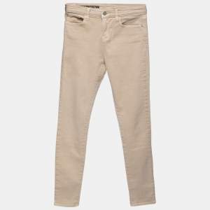 Emporio Armani Beige Denim Logo Embroidered Skinny Jeans Waist 29"