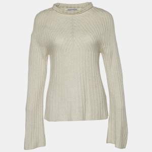 Pre Owned Emporio Armani Beige Wool & Cashmere High Neck Sweater M