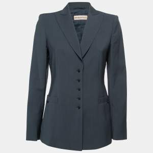 Pre Owned Emporio Armani Slate Blue Single-Breasted Blazer S