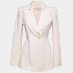Pre Owned Emporio Armani Vintage Light Pink Cotton Blend Pointed Collar Blazer M