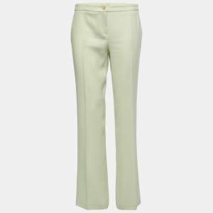 Pre Owned Emporio Armani Lime Green Crepe Straight Leg Trousers M