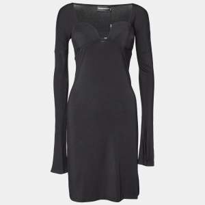 Pre Owned Emporio Armani Black Modal Knit Midi Dress M