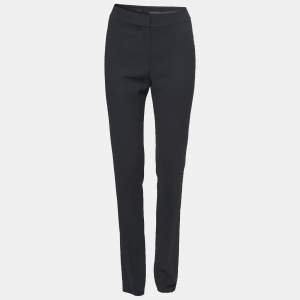 Pre Owned Emporio Armani Black Crepe Straight Fit Pants S