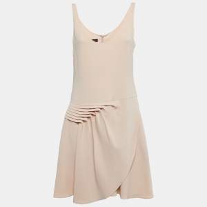 Pre Owned Emporio Armani Light Pink Crepe Draped Sleeveless Mini Dress M
